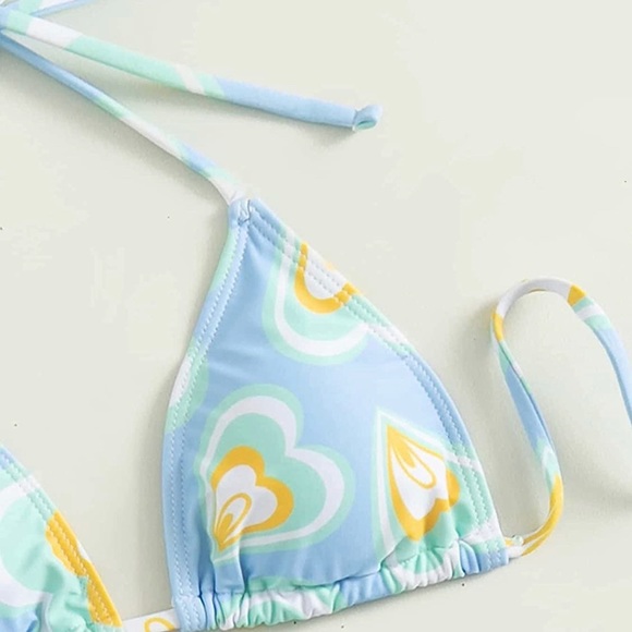 Women's Size Medium Heart Bikini Bathing Suit w/ Mesh Cover Up Skirt 3 Piece - Picture 4 of 5